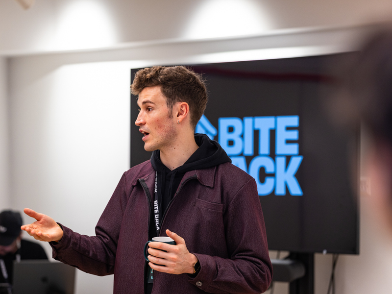 Bite Back CEO D'Arcy speaking at an event
