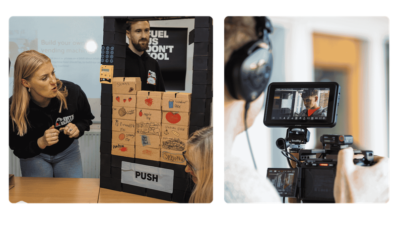 Two photos from Bite Back's Workshop on the Shape Your Streets programme with young people in Cheshire West