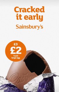 Screenshot of a Sainsburys advert on social media featuring a Cadburys chocolate egg